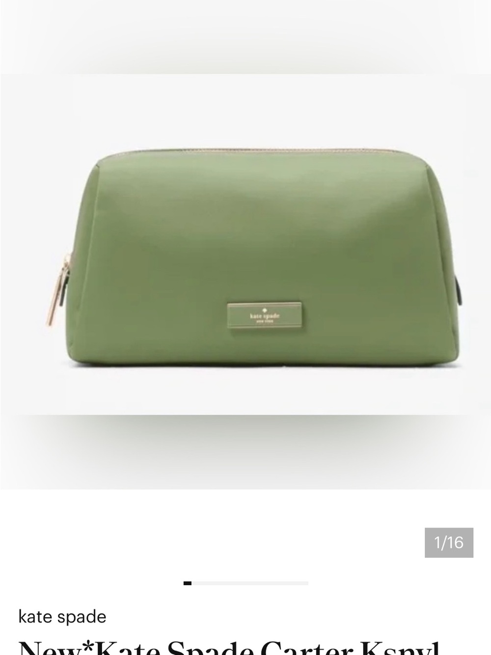 kate spade Cedar Green Zip Cosmetic Case NWT
